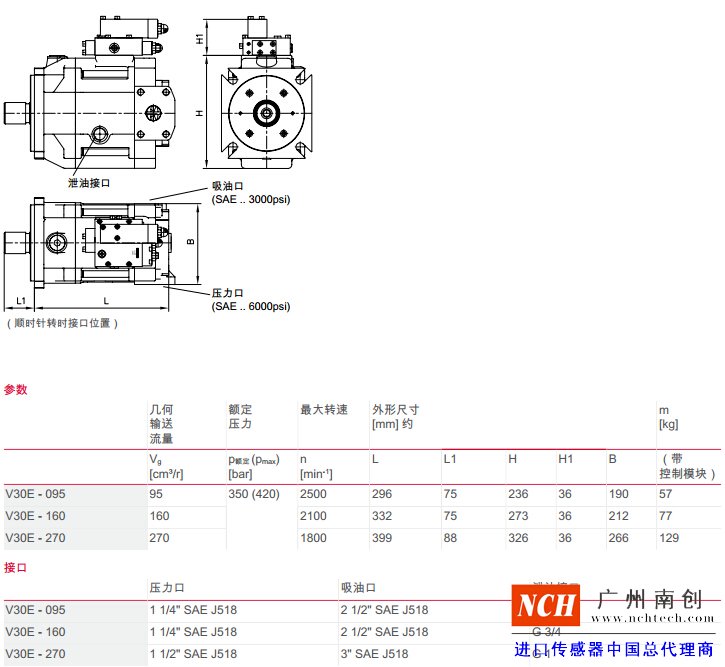 V30E型變量軸向柱塞泵產(chǎn)品尺寸